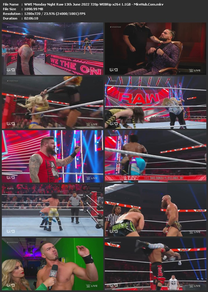 WWE Monday Night Raw 13th June 2022 720p WEBRip x264 1.1GB Download