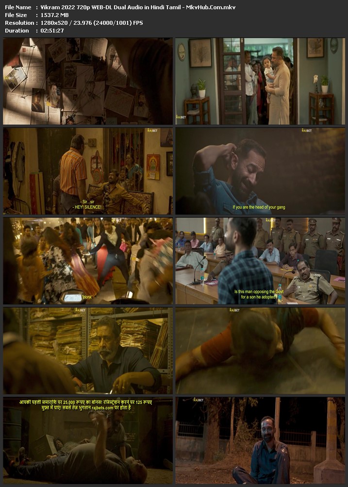 Vikram 2022 Dual Audio [Hindi-Tamil] 1080p WEB-DL 3.2GB Download