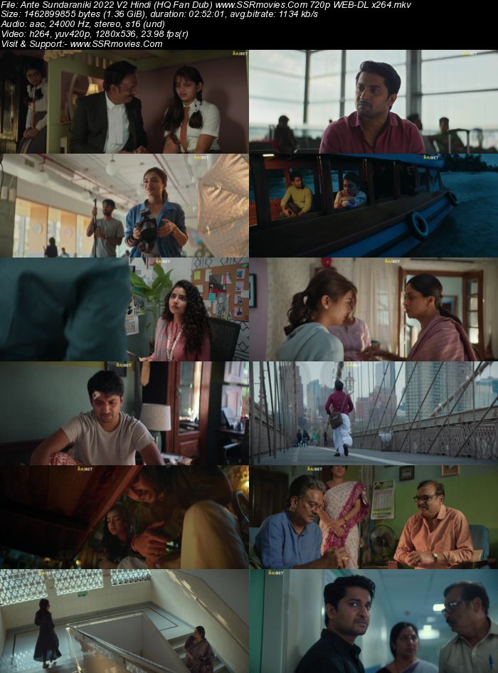 Ante Sundharaniki 2022 Hindi (HQ-Dub) 1080p 720p 480p WEB-DL x264 ESubs Full Movie Download