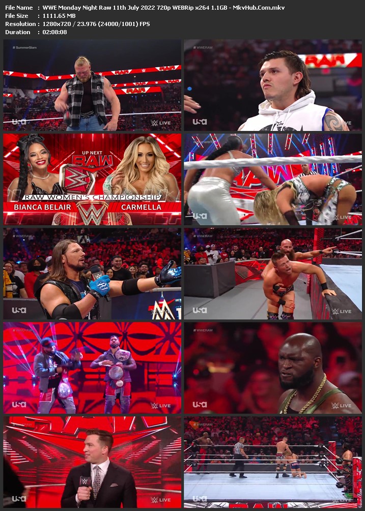 WWE Monday Night Raw 11th July 2022 720p WEBRip x264 1.1GB Download