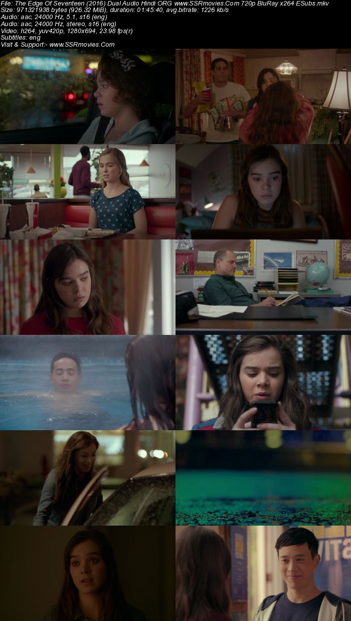 The Edge of Seventeen 2016 Dual Audio Hindi ORG 1080p 720p 480p BluRay x264 ESubs Full Movie Download