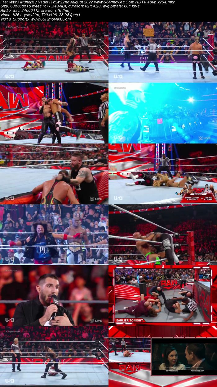 WWE Monday Night Raw 22nd August 2022 720p 480p WEB-DL x264 Download