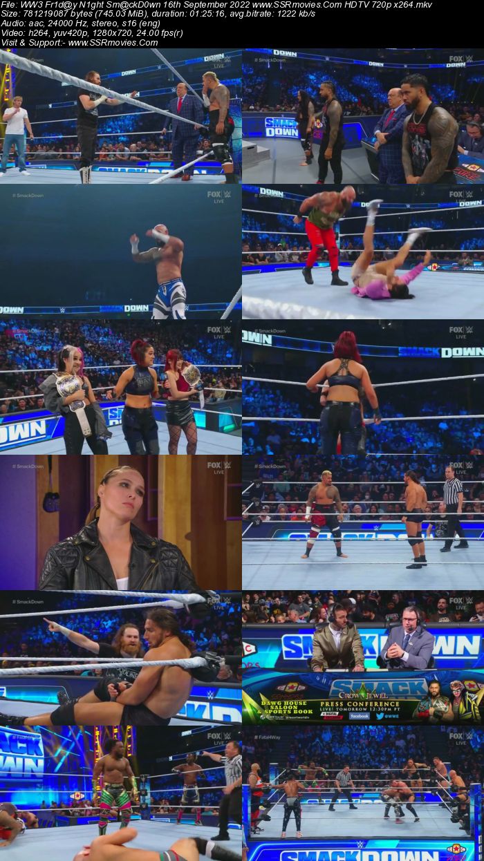 WWE Friday Night SmackDown 16th September 2022 720p 480p HDTV 350MB Download