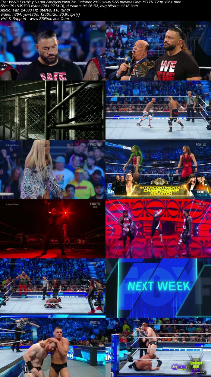 WWE Friday Night SmackDown 7th October 2022 720p 480p HDTV 350MB Download