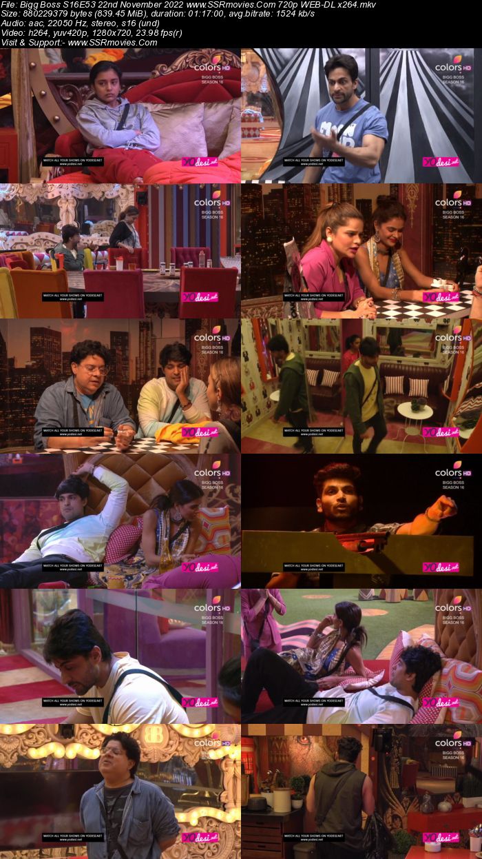 Bigg Boss S16E53 22nd November 2022 720p 480p WEB-DL x264 300MB Download