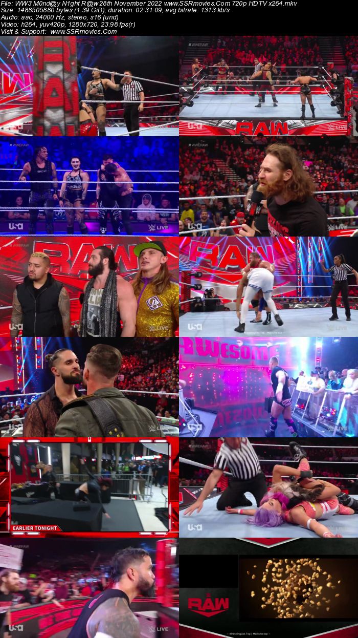 WWE Monday Night Raw 28th November 2022 720p 480p WEB-DL x264 Download