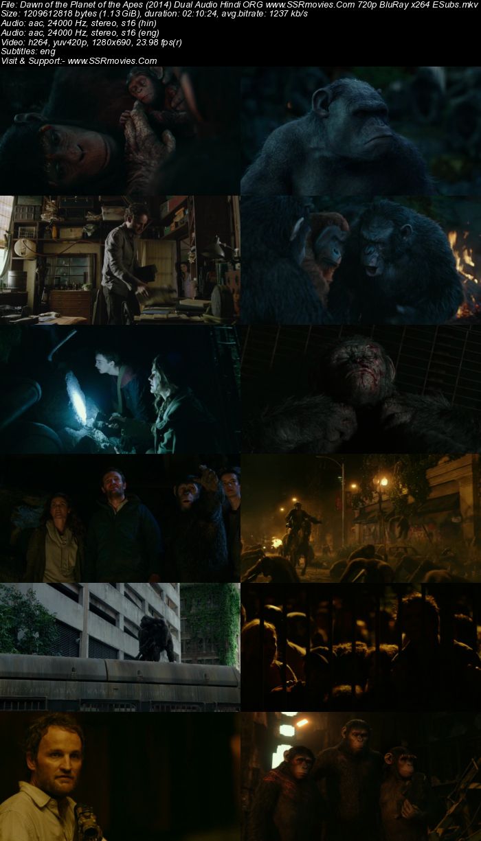 Dawn of the Planet of the Apes 2014 Dual Audio Hindi ORG 1080p 720p 480p BluRay x264 ESubs Full Movie Download