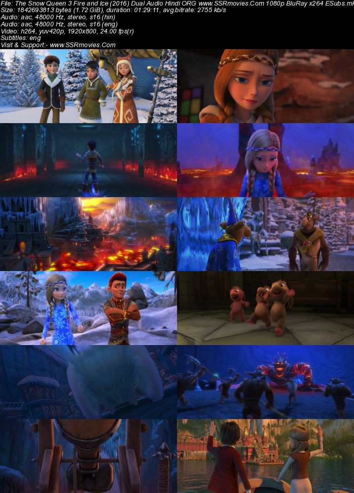 The Snow Queen 3: Fire and Ice 2016 Dual Audio Hindi ORG 1080p 720p 480p BluRay x264 ESubs Full Movie Download