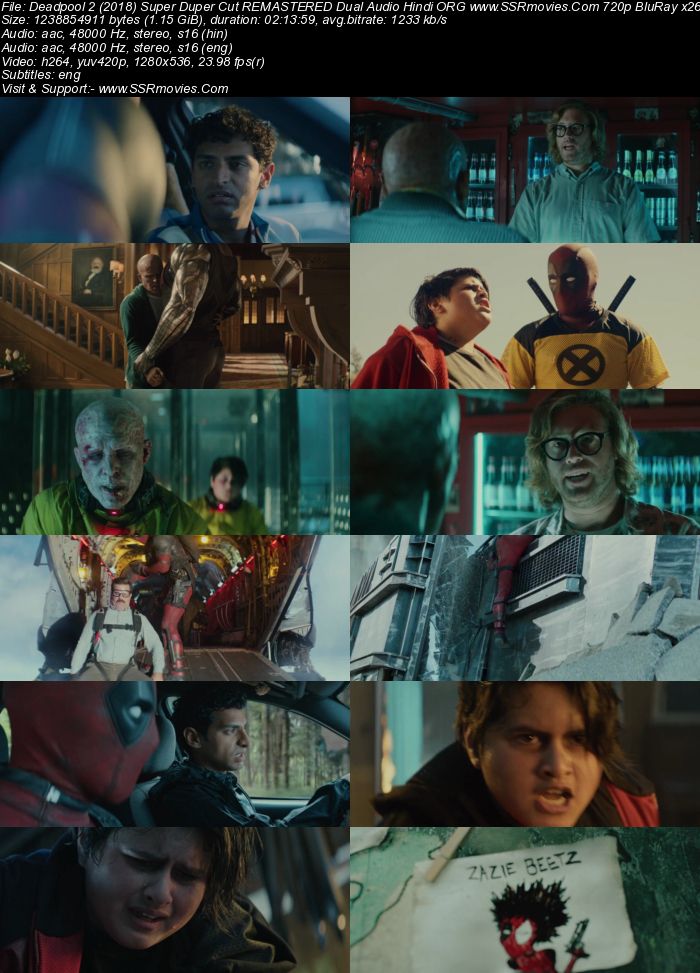 Deadpool 2 2018 Super Duper Cut Dual Audio Hindi ORG 1080p 720p 480p BluRay x264 ESubs Full Movie Download