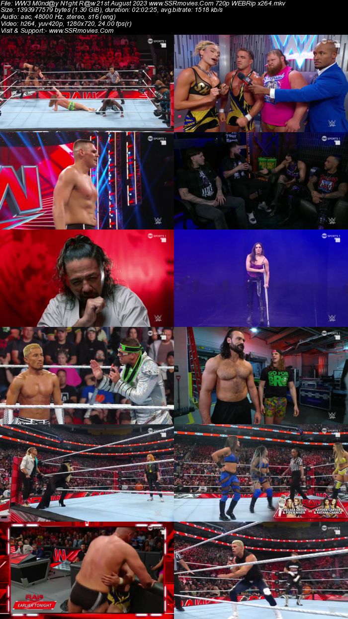 WWE Monday Night Raw 21st August 2023 720p 480p WEBRip x264 Download