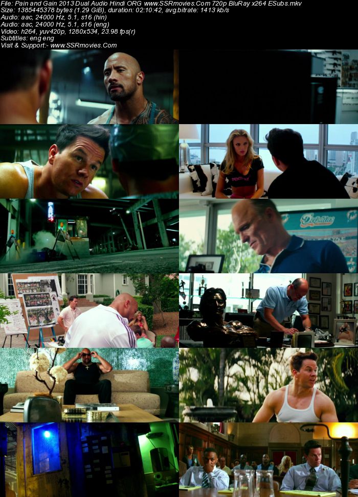 Pain & Gain 2013 Dual Audio Hindi ORG 1080p 720p 480p BluRay x264 ESubs Full Movie Download