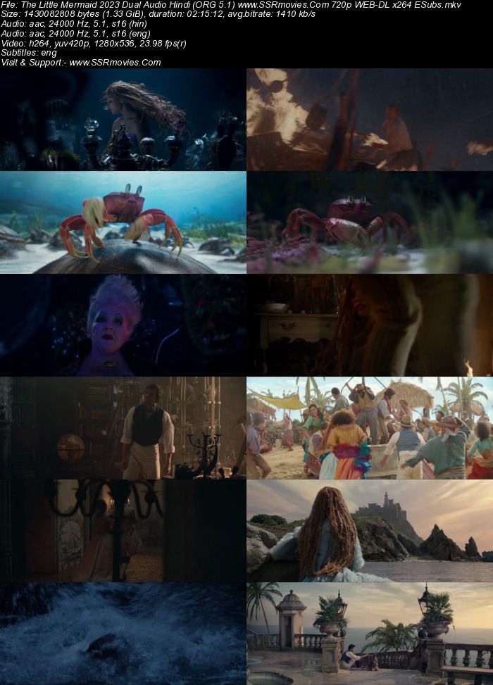 The Little Mermaid 2023 Dual Audio Hindi (ORG 5.1) 1080p 720p 480p WEB-DL x264 ESubs Full Movie Download