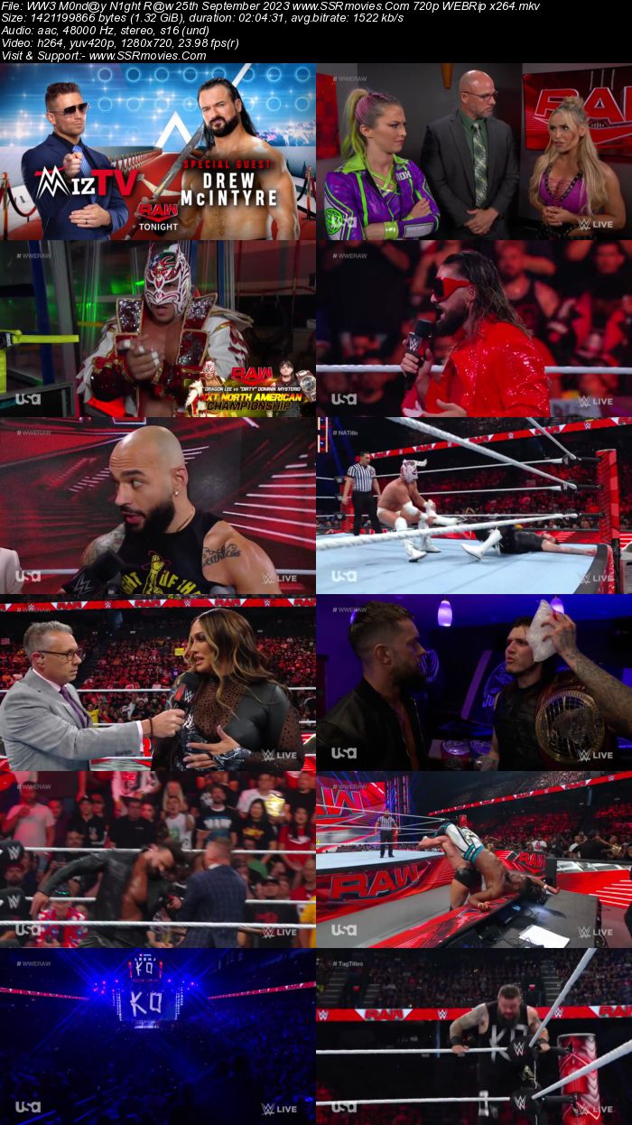WWE Monday Night Raw 25th September 2023 720p 480p WEBRip x264 Download