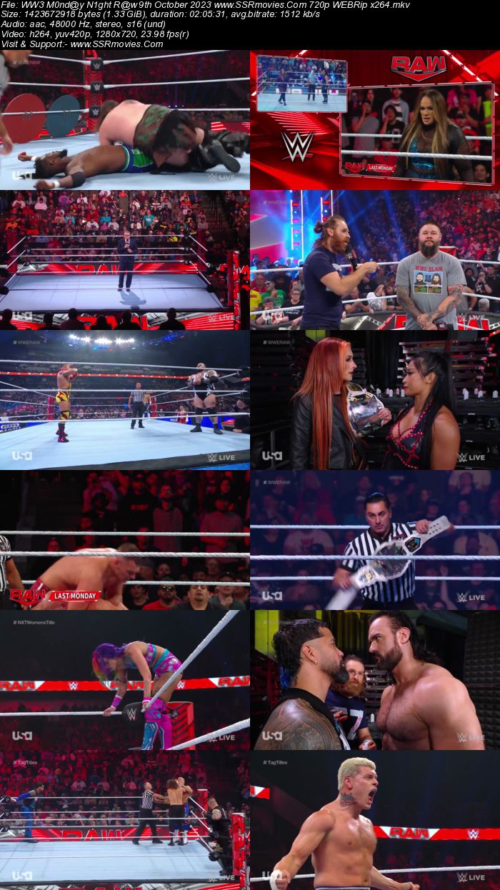 WWE Monday Night Raw 9th October 2023 720p 480p WEBRip x264 Download
