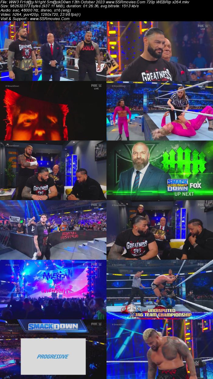 WWE Friday Night SmackDown 13th October 2023 720p 480p WEBRip x264 Download