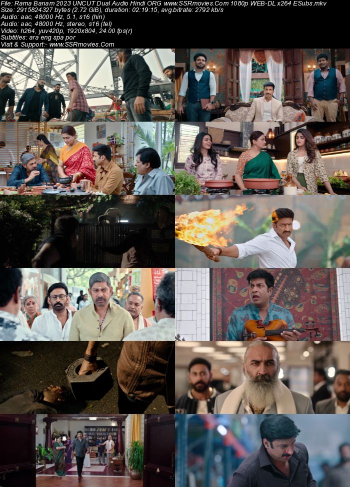 Rama Banam 2023 UNCUT Dual Audio Hindi (ORG 5.1) 1080p 720p 480p WEB-DL x264 ESubs Full Movie Download