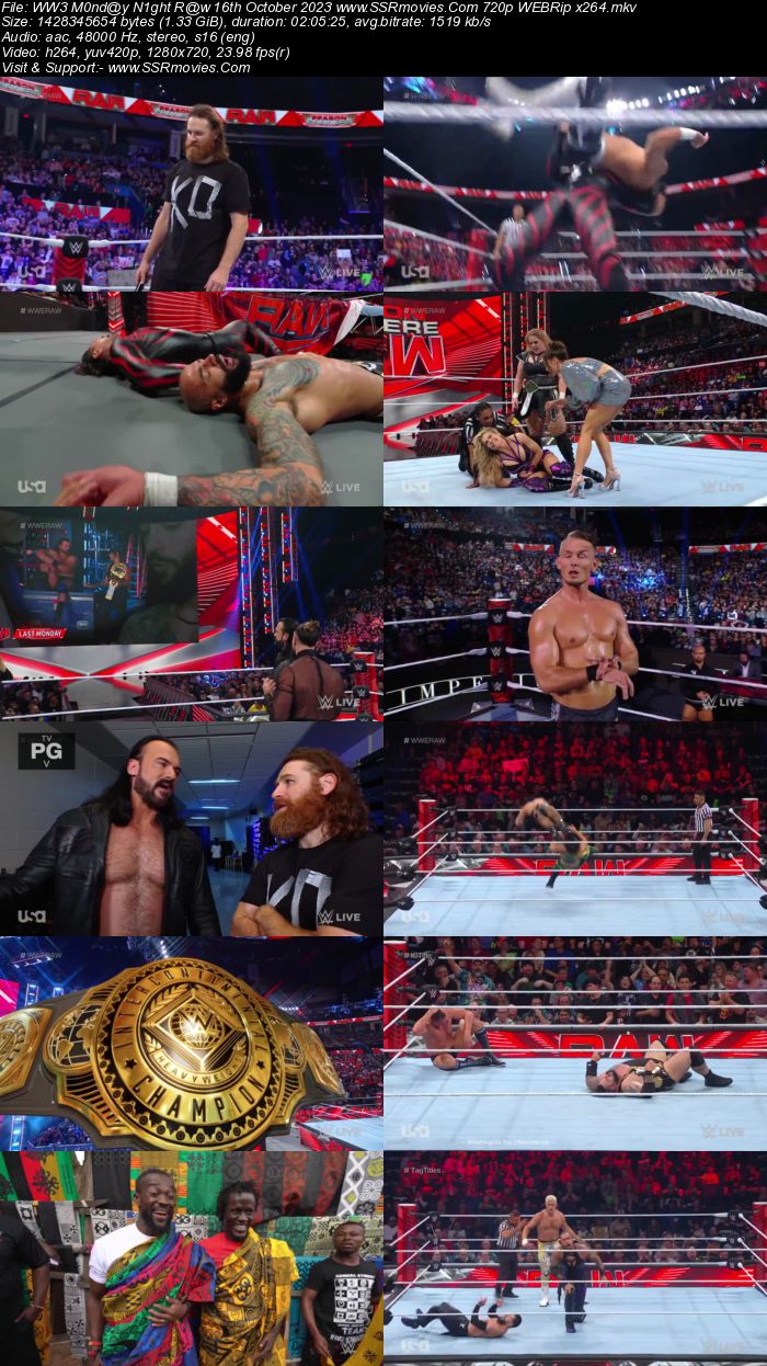 WWE Monday Night Raw 16th October 2023 720p 480p WEBRip x264 Download