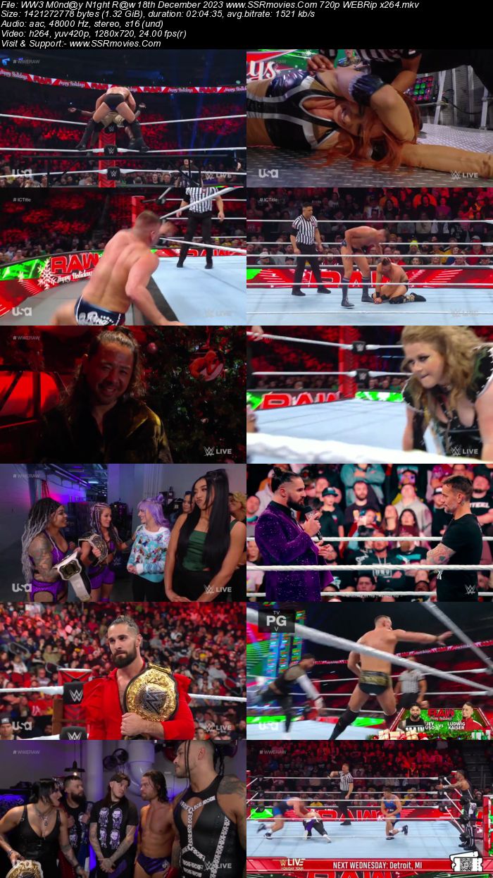 WWE Monday Night Raw 18th December 2023 720p 480p WEBRip x264 Download