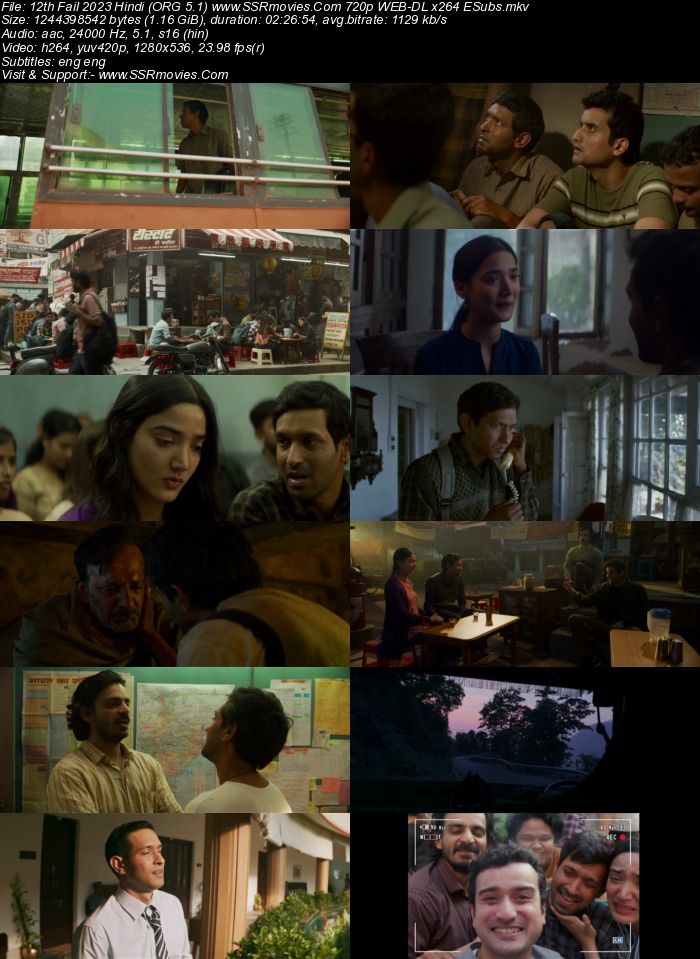 12th Fail 2023 Hindi (ORG 5.1) 1080p 720p 480p WEB-DL x264 ESubs Full Movie Download