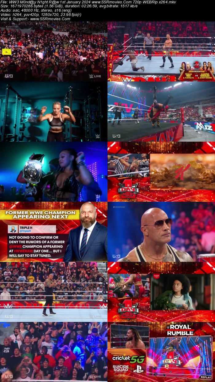 WWE Monday Night Raw 1st January 2024 720p 480p WEBRip x264 Download