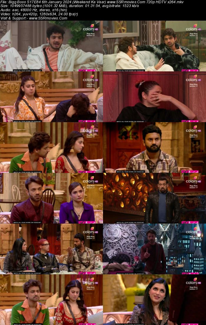 Bigg Boss S17E84 6th January 2024 (Weekend Ka Vaar) 720p 480p HDTV x264 400MB Download