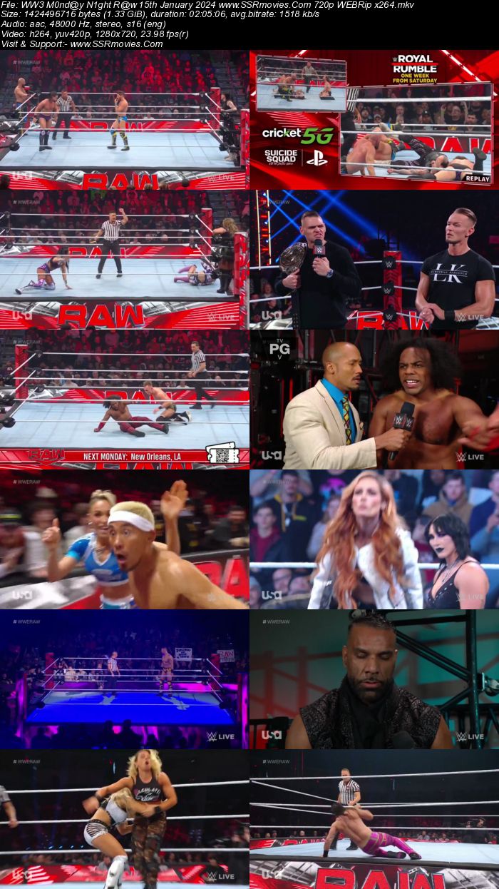 WWE Monday Night Raw 15th January 2024 720p 480p WEBRip x264 Download