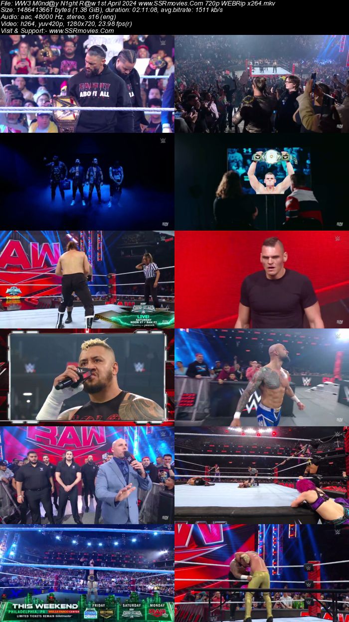 WWE Monday Night Raw 1st April 2024 720p 480p WEBRip x264 Download