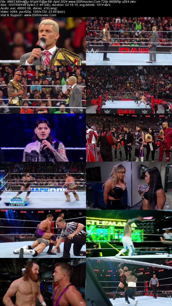 WWE Monday Night Raw 8th April 2024 720p 480p WEBRip x264 Download