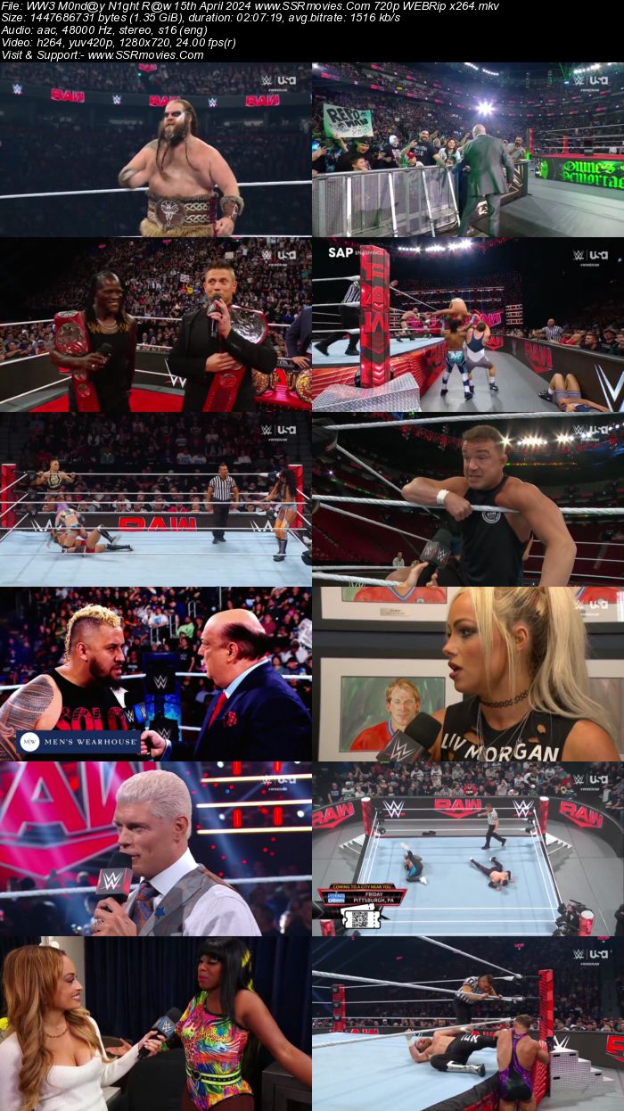 WWE Monday Night Raw 15th April 2024 720p 480p WEBRip x264 Download