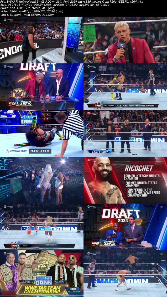 WWE Friday Night SmackDown 26th April 2024 720p 480p WEBRip x264 Watch and Download