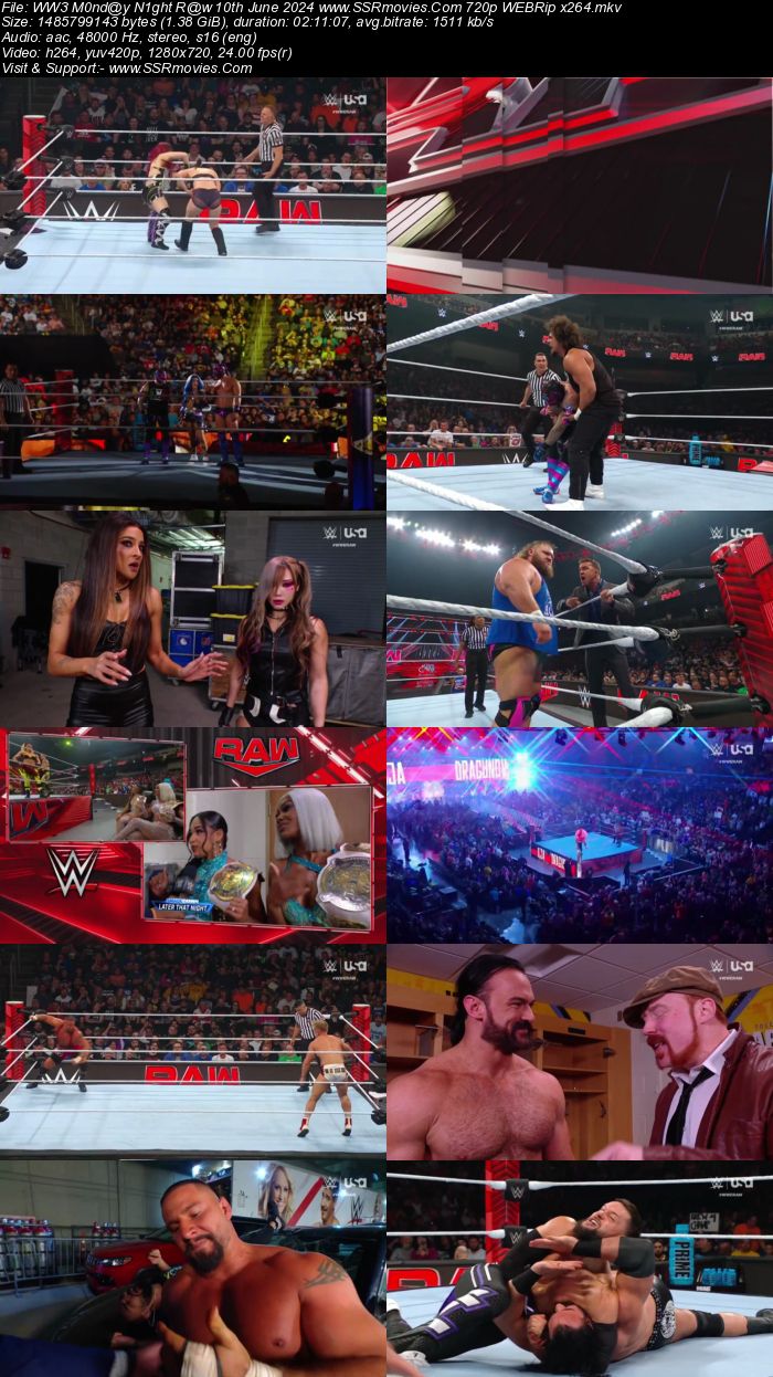 WWE Monday Night Raw 10th June 2024 1080p 720p 480p WEBRip x264 Watch and Download