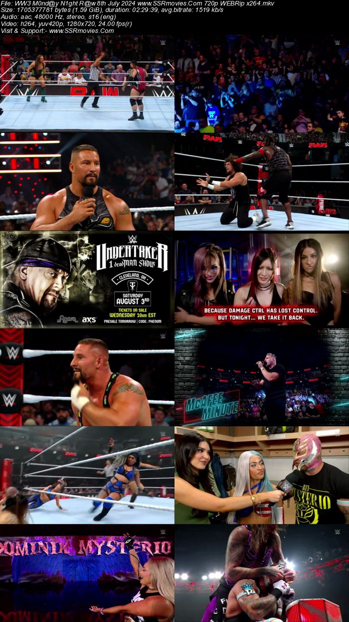 WWE Monday Night Raw 8th July 2024 1080p 720p 480p WEBRip x264 Watch and Download