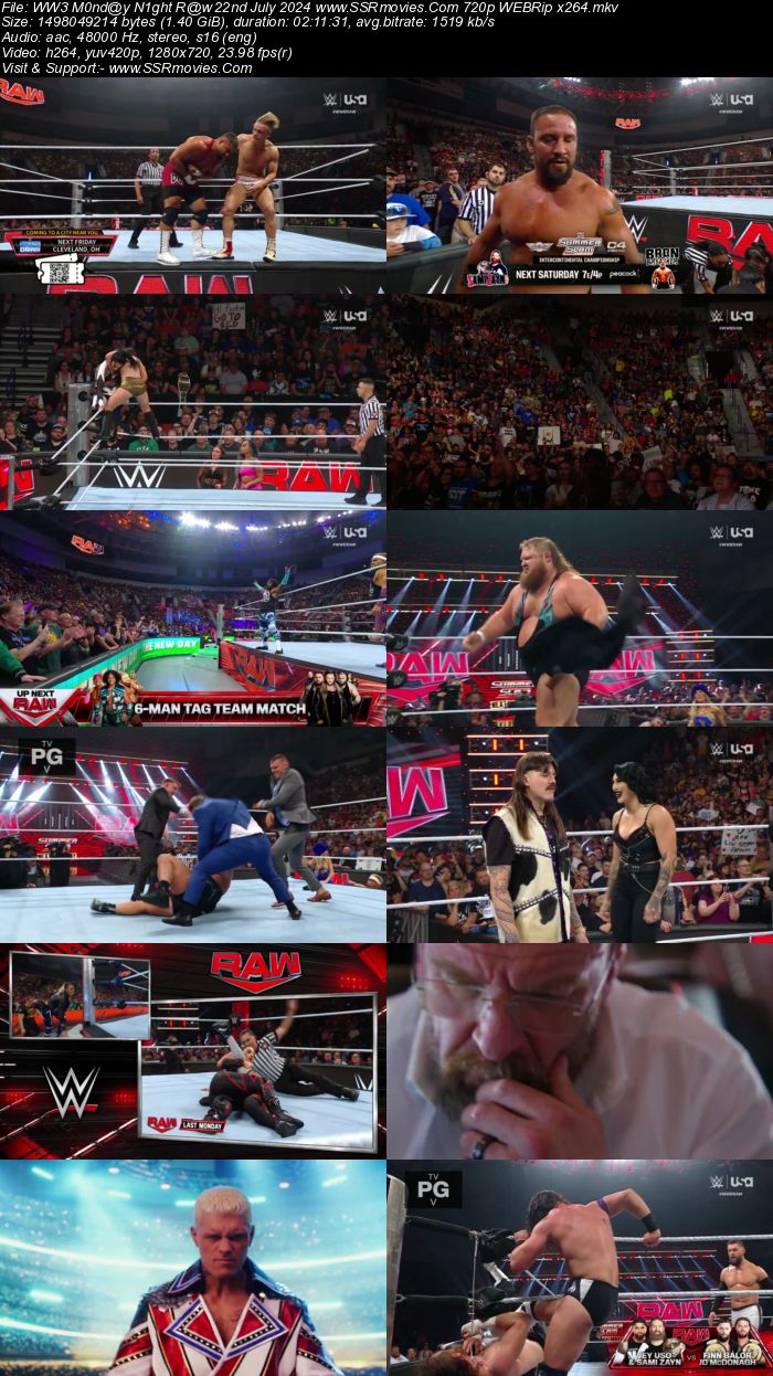 WWE Monday Night Raw 22nd July 2024 1080p 720p 480p WEBRip x264 Watch and Download