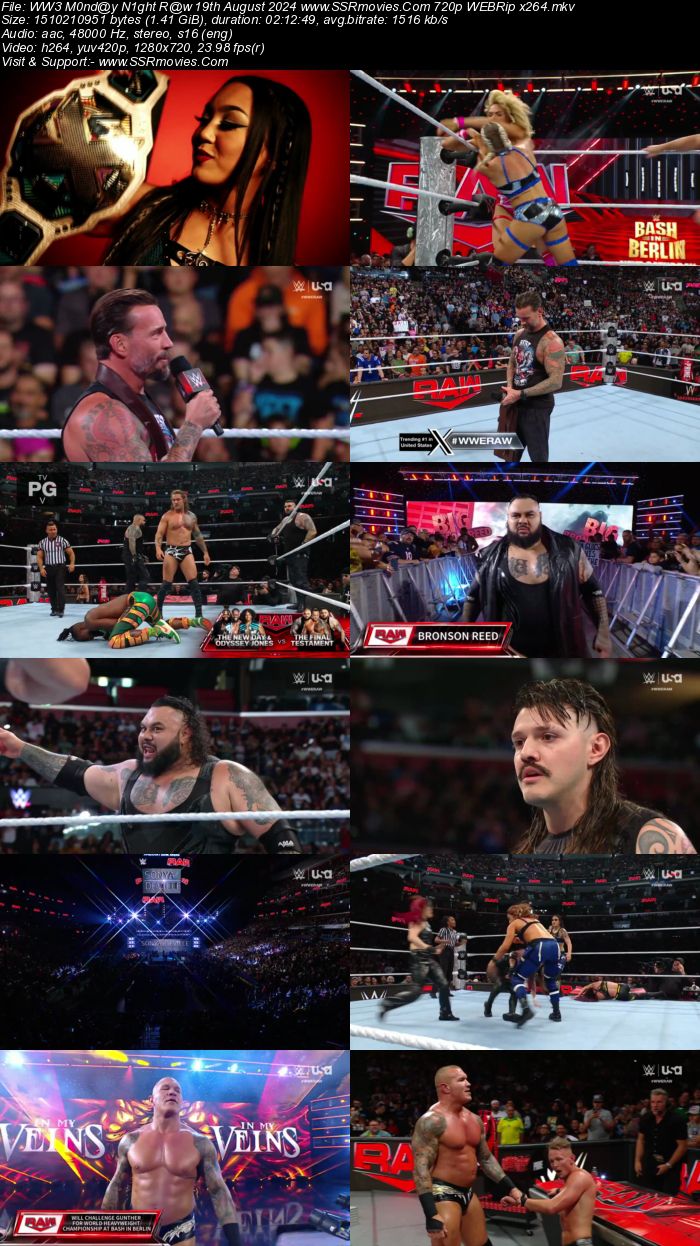 WWE Monday Night Raw 19th August 2024 1080p 720p 480p WEBRip x264 Watch and Download