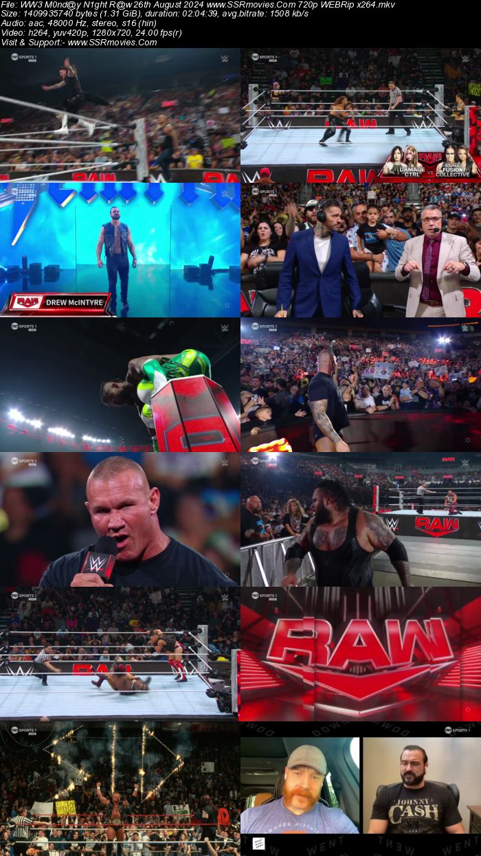 WWE Monday Night Raw 26th August 2024 1080p 720p 480p WEBRip x264 Watch and Download