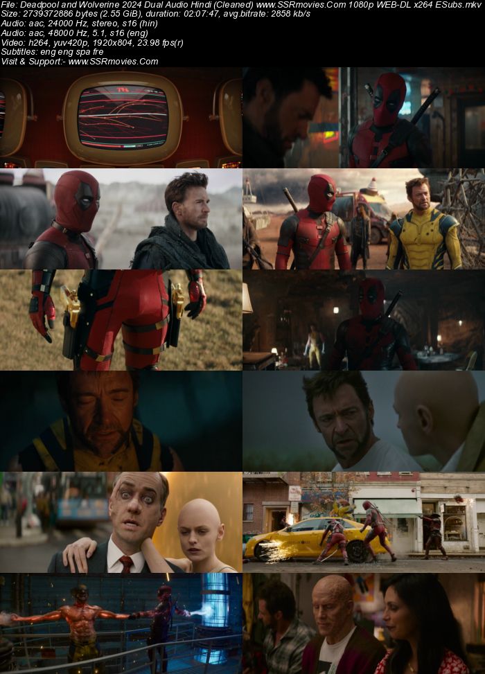 Deadpool & Wolverine 2024 Dual Audio Hindi (Cleaned) 1080p 720p 480p WEB-DL x264 ESubs Full Movie Download