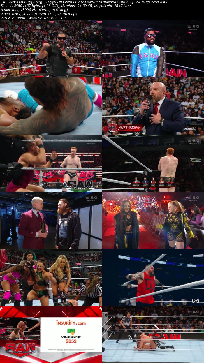 WWE Monday Night Raw 7th October 2024 1080p 720p 480p WEBRip x264 Watch and Download