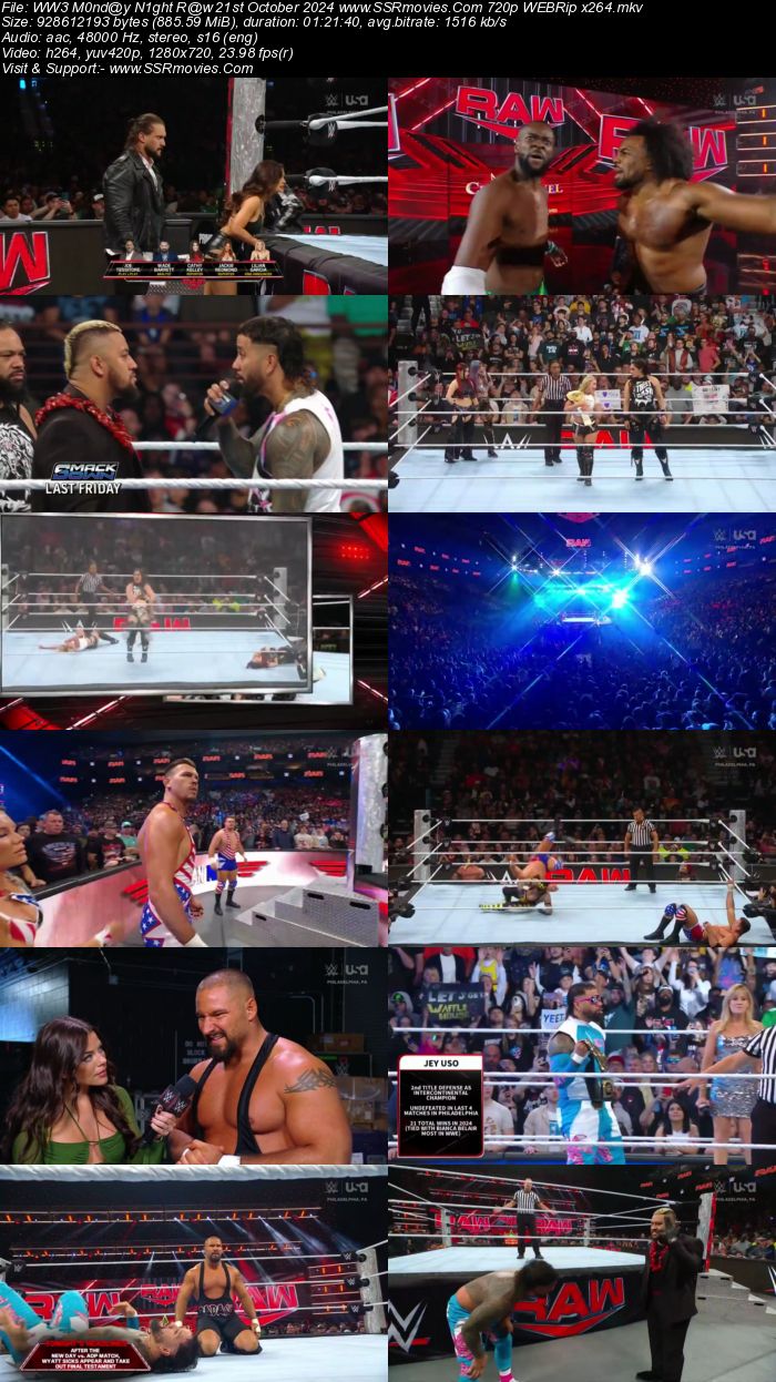 WWE Monday Night Raw 21st October 2024 1080p 720p 480p WEBRip x264 Watch and Download