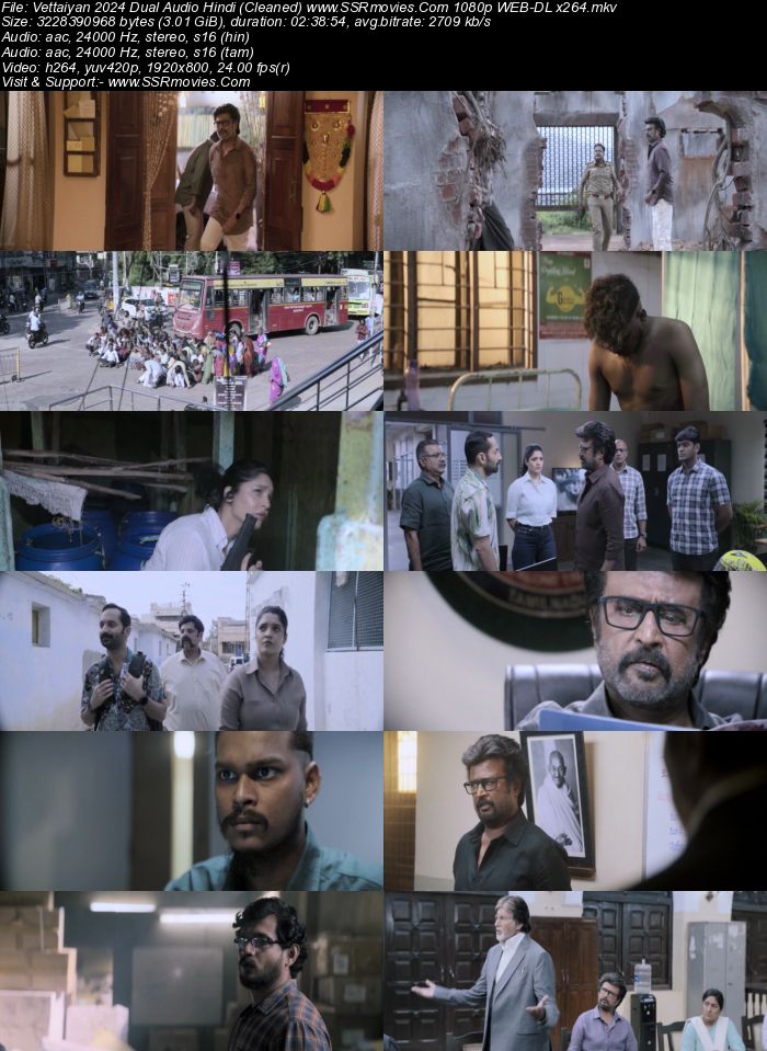 Vettaiyan 2024 Dual Audio Hindi (Cleaned) 1080p 720p 480p WEB-DL x264 ESubs Full Movie Download