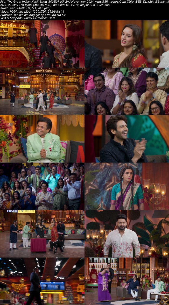 The Great Indian Kapil Show S02E07 NF 2nd November 2024 (Kartik Aryan & Tripti Dimri) 1080p 720p 480p WEB-DL x264 ESubs Watch and Download