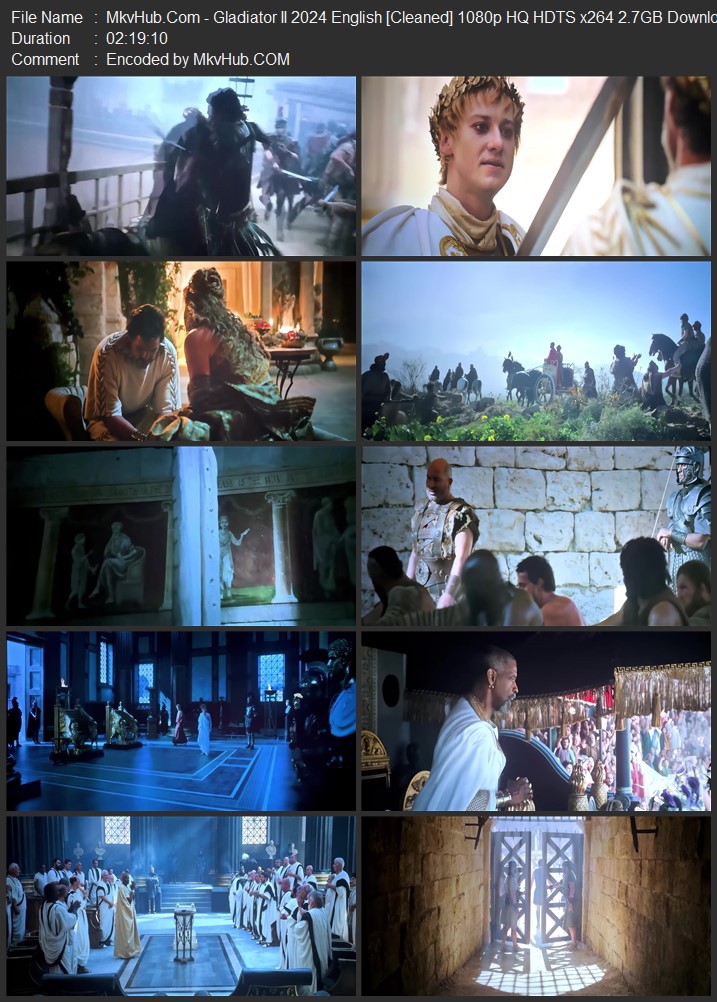 Gladiator II 2024 V2 Hindi (Cleaned) 720p 1080p HQ HDTS ESubs Download