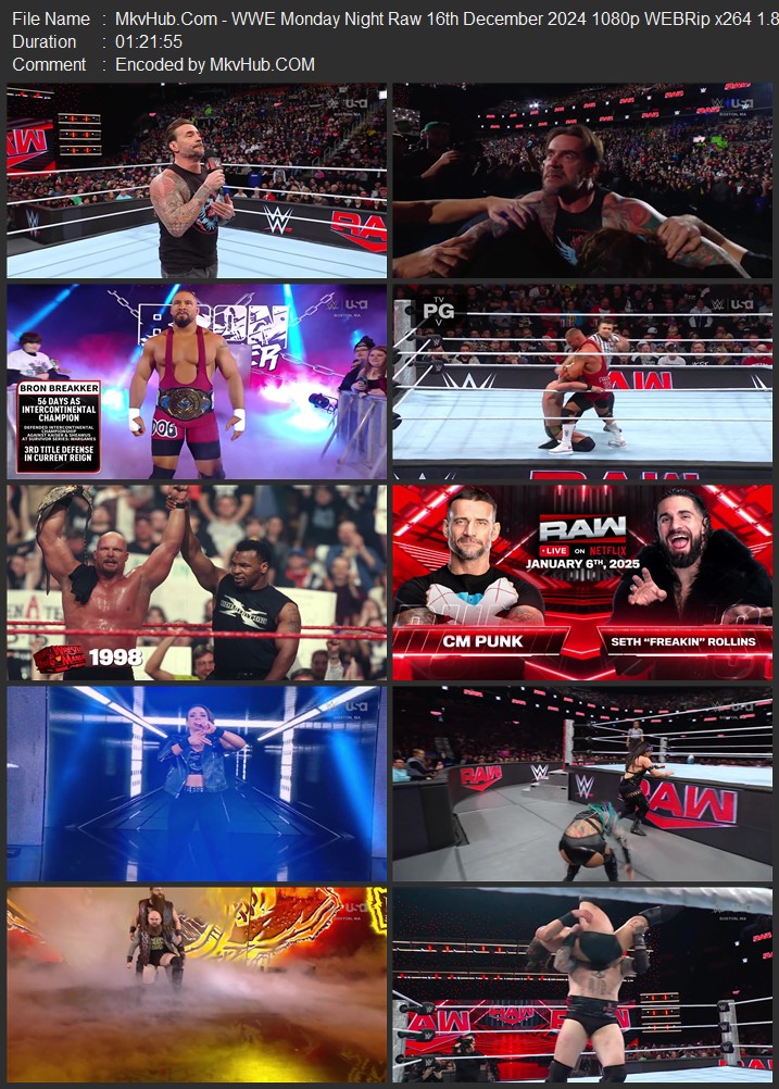 WWE Monday Night Raw 16th December 2024 720p 1080p WEBRip x264 2.7GB Download