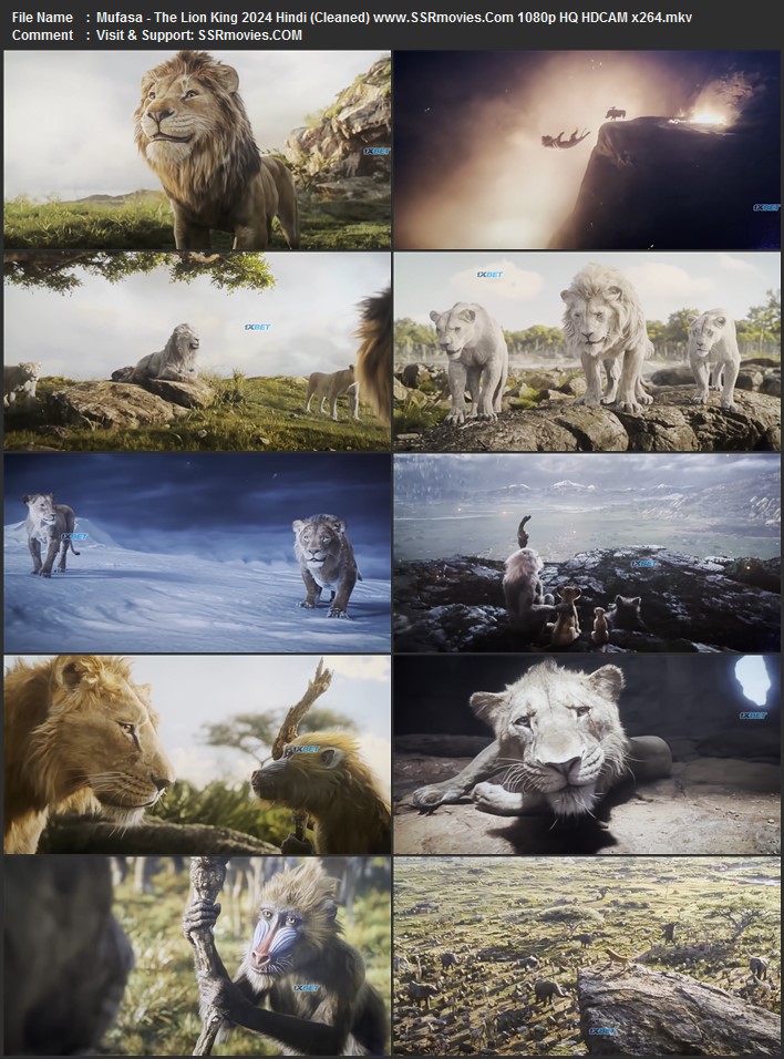 Mufasa: The Lion King 2024 Hindi (Cleaned) 1080p 720p 480p HQ HDCAM x264 ESubs Full Movie Download