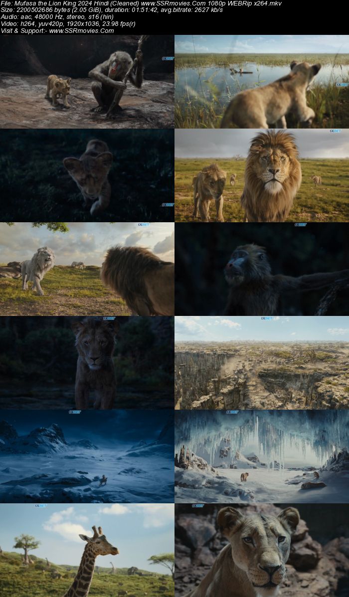 Mufasa: The Lion King 2024 Hindi (Cleaned) 1080p 720p 480p WEBRip x264 ESubs Full Movie Download