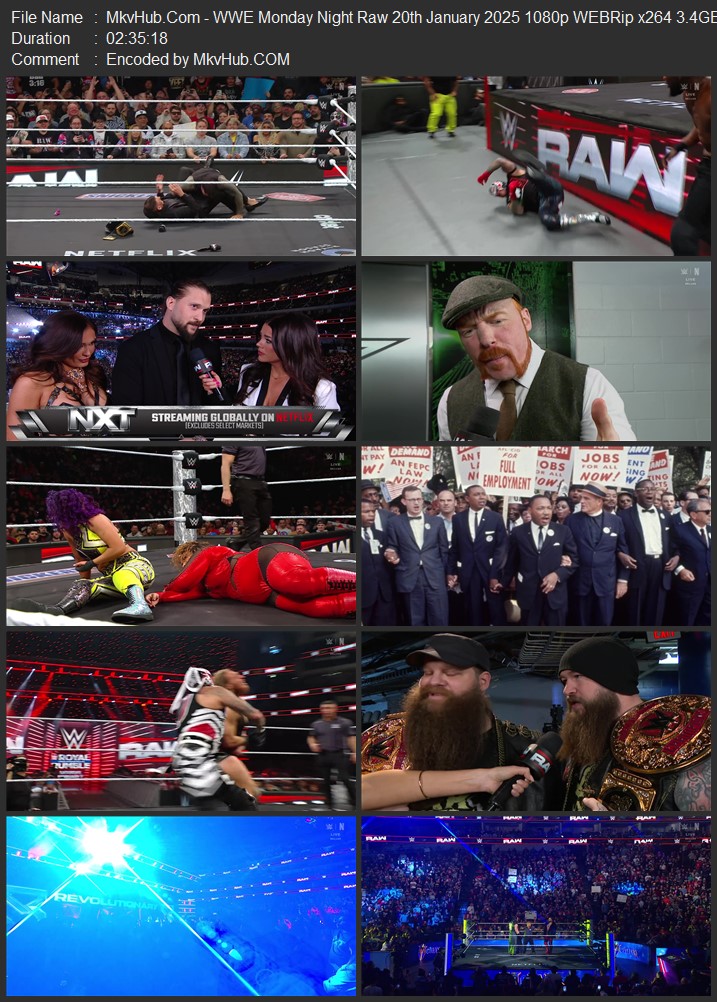 WWE Monday Night Raw 20th January 2025 720p 1080p WEBRip x264 5.1GB Download