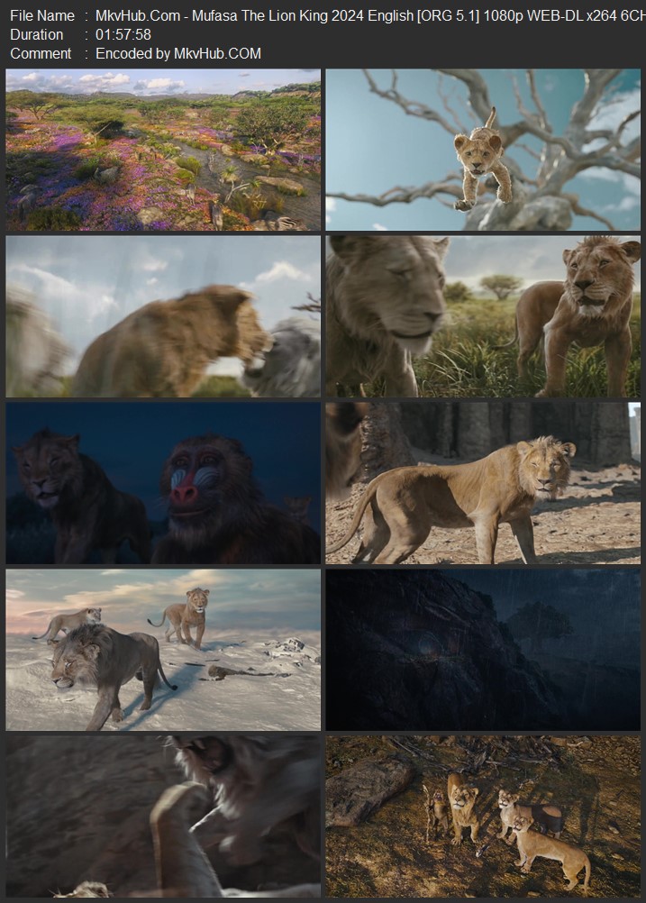 Mufasa: The Lion King 2024 English [ORG 5.1] 720p 1080p WEB-DL ESubs Download