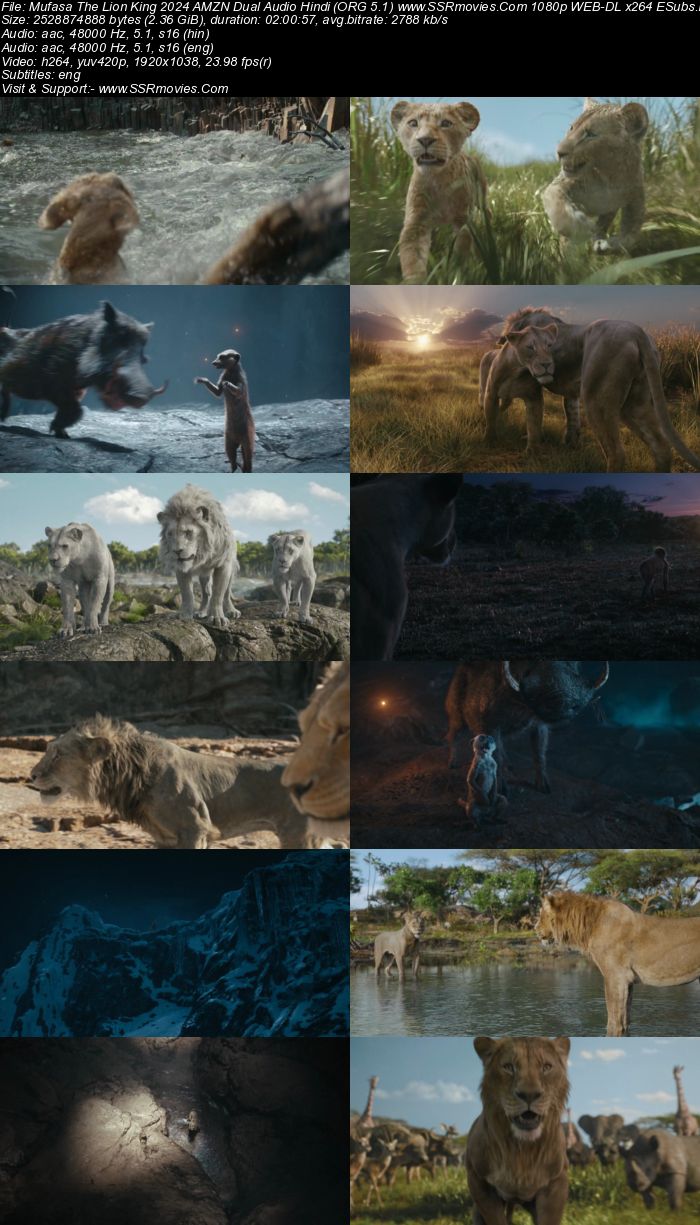 Mufasa: The Lion King 2024 AMZN Dual Audio Hindi (ORG 5.1) True 4K 1080p 720p 480p WEB-DL x264 ESubs Full Movie Download