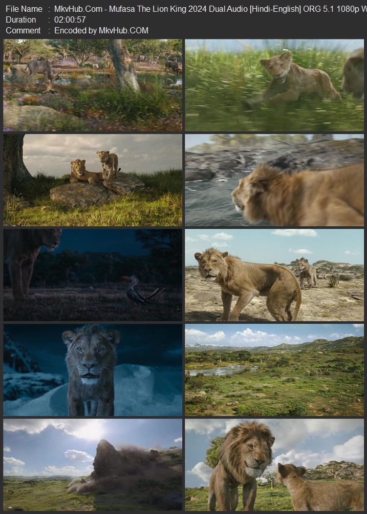 Mufasa: The Lion King 2024 Dual Audio [Hindi-English] ORG 5.1 720p 1080p WEB-DL ESubs Download