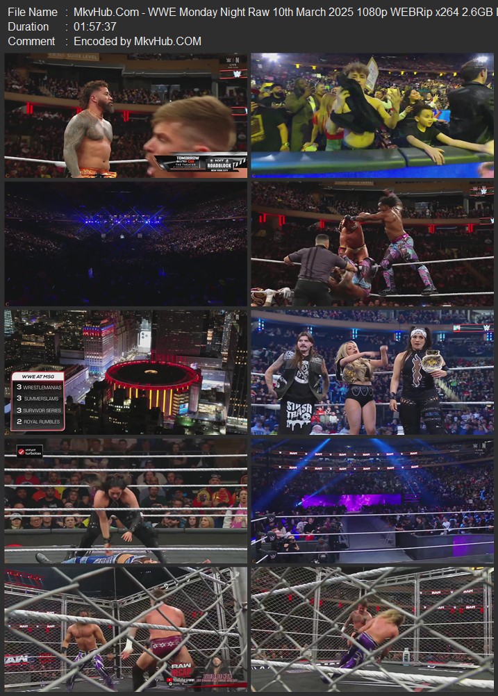 WWE Monday Night Raw 10th March 2025 720p 1080p WEBRip x264 3.9GB Download