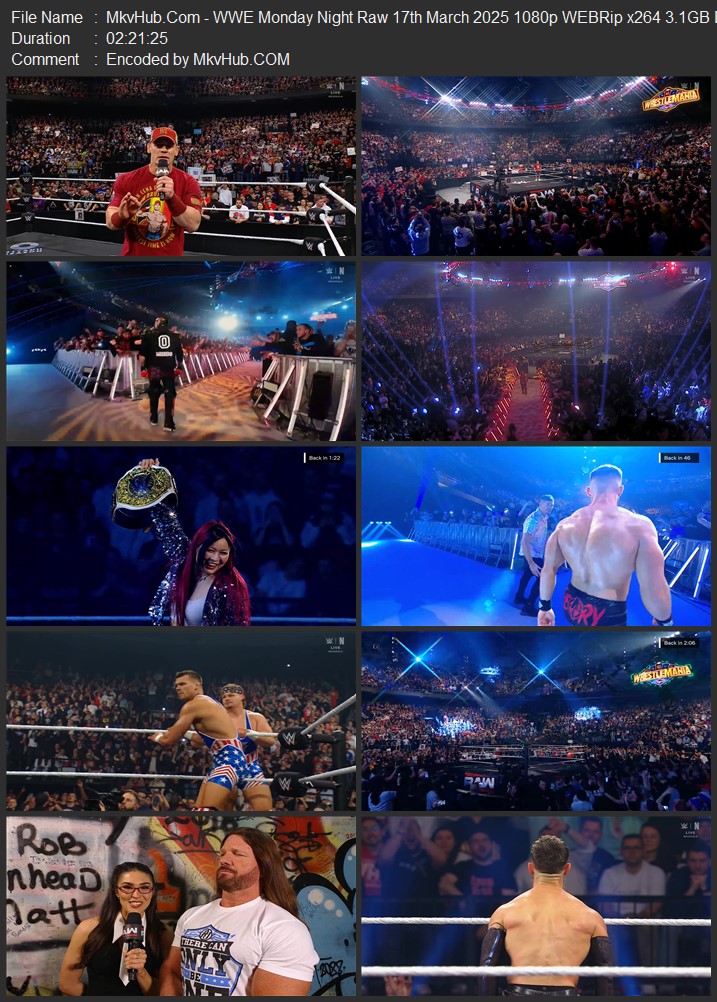 WWE Monday Night Raw 17th March 2025 720p 1080p WEBRip x264 4.6GB Download